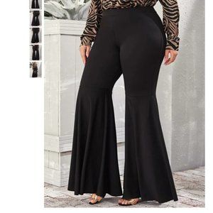 Plus Size Black Flare Leg Pants